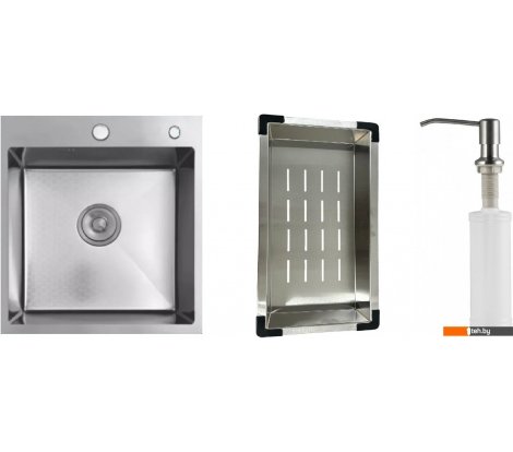  - Кухонные мойки Schtoff Best Decor Silver 4550 + коландер металл K-1 BLACK + дозатор SD-1 SILVER - Best Decor Silver 4550 + коландер металл K-1 BLACK + дозатор SD-1 SILVER