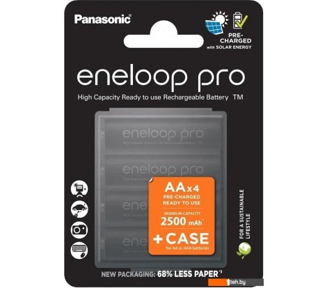  - Батарейки, аккумуляторы, зарядные Panasonic Eneloop Pro AA BK-3HCDE/4CP+case (4 шт) - Eneloop Pro AA BK-3HCDE/4CP+case (4 шт)