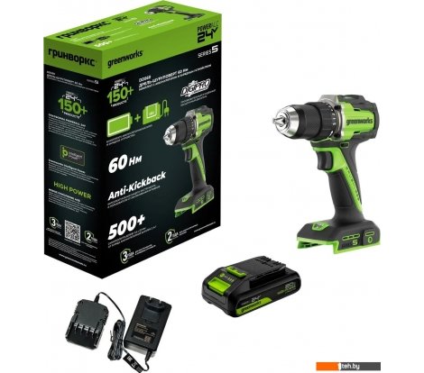  - Шуруповерты, гайковерты, электроотвертки Greenworks DD560 3708407CUA (с 1-им АКБ) - DD560 3708407CUA (с 1-им АКБ)