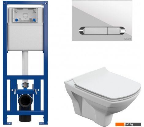  - Унитазы Cersanit Carina New Clean On с инстал. Link Pro (с кнопкой Estetica 64111 белый/хром) - Carina New Clean On с инстал. Link Pro (с кнопкой Estetica 64111 белый/хром)