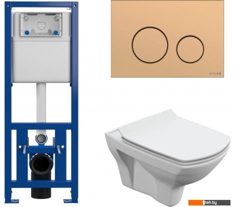  - Унитазы Cersanit Carina New Clean On с инстал. Link Pro (с кнопкой Twins 63524 золото матовый) - Carina New Clean On с инстал. Link Pro (с кнопкой Twins 63524 золото матовый)