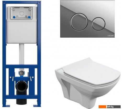  - Унитазы Cersanit Carina New Clean On с инстал. Link Pro (с кнопкой Twins 63523 хром глянцевый) - Carina New Clean On с инстал. Link Pro (с кнопкой Twins 63523 хром глянцевый)