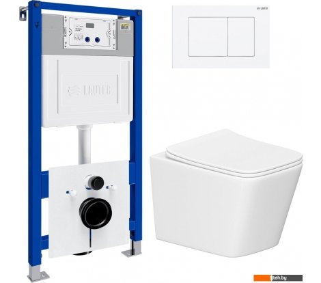  - Унитазы Lauter Square 214903 с кнопкой 219702J (прямоугольная, белый) - Square 214903 с кнопкой 219702J (прямоугольная, белый)