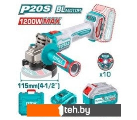  - Угловые шлифмашины (болгарки) Total TAGLI2211532 (с 2-мя АКБ, кейс) - TAGLI2211532 (с 2-мя АКБ, кейс)