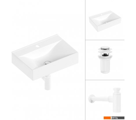  - Умывальники Lauter 21887B + клапан 21190W + сифон 21635W (белый матовый) - 21887B + клапан 21190W + сифон 21635W (белый матовый)