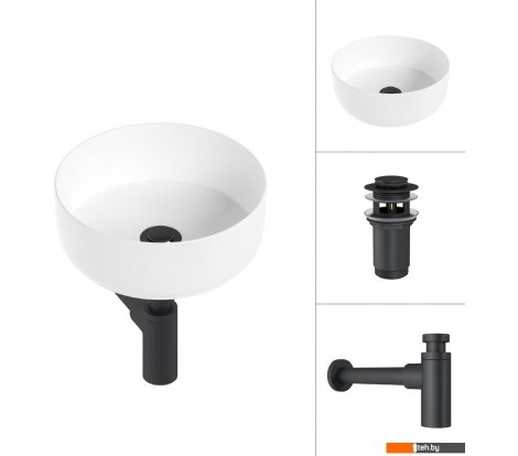  - Умывальники Lauter 21499-31 + клапан 21190B + сифон 21635B (черный матовый) - 21499-31 + клапан 21190B + сифон 21635B (черный матовый)