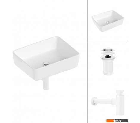  - Умывальники Lauter 21674 + клапан 21190W + сифон 21635W (белый матовый) - 21674 + клапан 21190W + сифон 21635W (белый матовый)