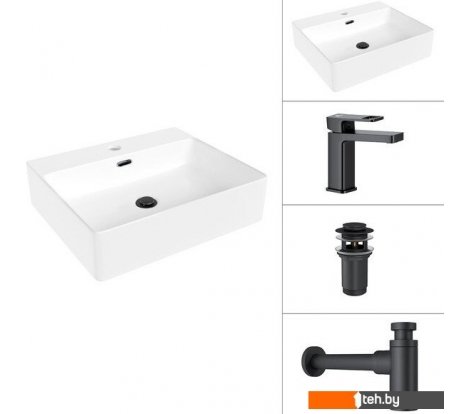  - Умывальники Lauter 21478 + Cascade 21СК655BS + сифон 21635B + донный клапан 21190B (черный матовый) - 21478 + Cascade 21СК655BS + сифон 21635B + донный клапан 21190B (черный матовый)