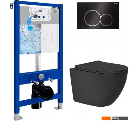  - Унитазы Lauter Augsburg 21109EC + 21901002 (кнопка круглая, черный) - Augsburg 21109EC + 21901002 (кнопка круглая, черный)