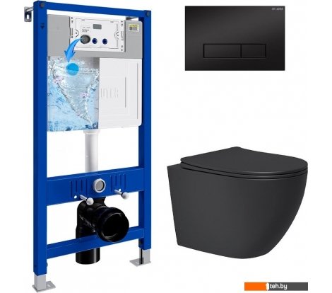  - Унитазы Lauter Augsburg 21109EC + 21901002 (кнопка узкая, черный) - Augsburg 21109EC + 21901002 (кнопка узкая, черный)