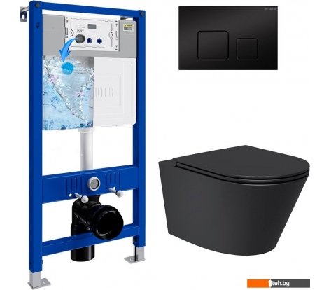  - Унитазы Lauter Longer 2110822 + 21901002 (кнопка квадратная, черный/черный) - Longer 2110822 + 21901002 (кнопка квадратная, черный/черный)