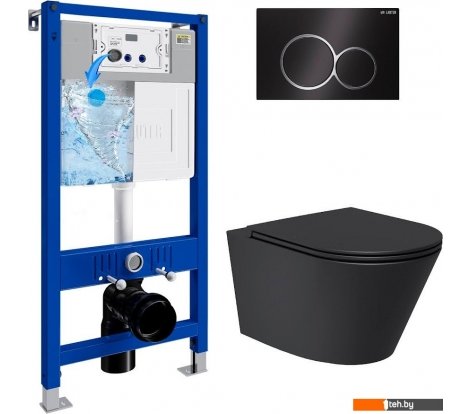  - Унитазы Lauter Longer 2110822 + 21901002 (кнопка круглая, черный/черный) - Longer 2110822 + 21901002 (кнопка круглая, черный/черный)