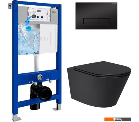  - Унитазы Lauter Longer 2110822 + 21901002 (кнопка узкая, черный/черный) - Longer 2110822 + 21901002 (кнопка узкая, черный/черный)