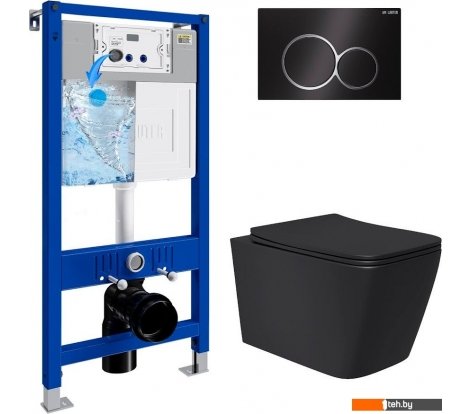  - Унитазы Lauter Magdeburg 21103EC + 21901002 (кнопка круглая, черный) - Magdeburg 21103EC + 21901002 (кнопка круглая, черный)