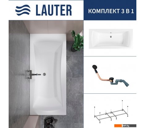  - Ванны Lauter Belgravia 190x90 21110190 (с каркасом и сифоном 21Y11021 матовый черный) - Belgravia 190x90 21110190 (с каркасом и сифоном 21Y11021 матовый черный)