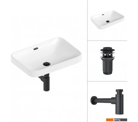  - Умывальники Lauter 21441A + клапан 21190B + сифон 21635B (черный матовый) - 21441A + клапан 21190B + сифон 21635B (черный матовый)