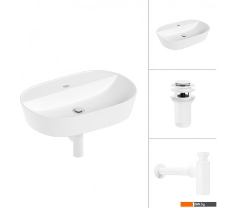  - Умывальники Lauter 21460-60 + клапан 21190W + сифон 21635W (белый матовый) - 21460-60 + клапан 21190W + сифон 21635W (белый матовый)