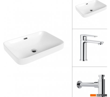  - Умывальники Lauter 21441A + Moon 21СK691C с сифоном 21635CH (хром) - 21441A + Moon 21СK691C с сифоном 21635CH (хром)