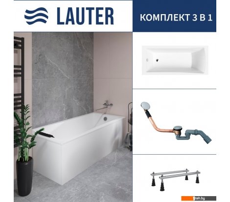  - Ванны Lauter Aurora 170x75 21010075 (с ножками и сифоном 21Y11020 хром) - Aurora 170x75 21010075 (с ножками и сифоном 21Y11020 хром)