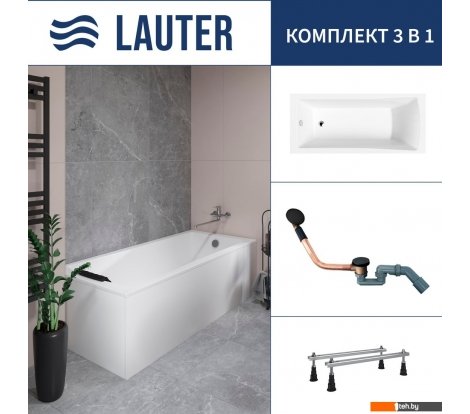  - Ванны Lauter Aurora 170x75 21010075 (с ножками и сифоном 21Y11021 матовый черный) - Aurora 170x75 21010075 (с ножками и сифоном 21Y11021 матовый черный)