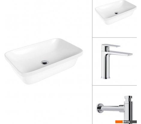  - Умывальники Lauter 21370 + Reef 21CK678C с сифоном 21635CH (хром) - 21370 + Reef 21CK678C с сифоном 21635CH (хром)