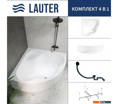  - Ванны Lauter Majestica 150x150 21040150 (с каркасом, лицевым экраном и сифоном 21Y31001 матовый черный) - Majestica 150x150 21040150 (с каркасом, лицевым экраном и сифоном 21Y31001 матовый черный)