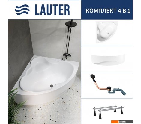  - Ванны Lauter Riviera 150x150 21050150 (с ножками, лицевым экраном и сифоном 21Y11021 матовый черный) - Riviera 150x150 21050150 (с ножками, лицевым экраном и сифоном 21Y11021 матовый черный)