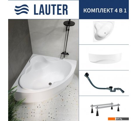  - Ванны Lauter Riviera 150x150 21050150 (с ножками, лицевым экраном и сифоном 21Y32001 матовый черный) - Riviera 150x150 21050150 (с ножками, лицевым экраном и сифоном 21Y32001 матовый черный)