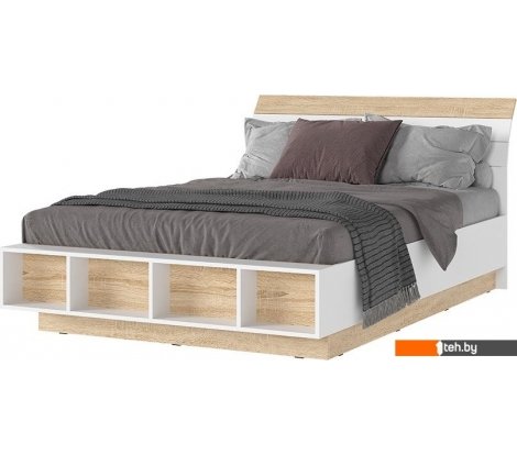  - Кровати Стендмебель Санса КР-01 140x200 (белый/дуб сонома) - Санса КР-01 140x200 (белый/дуб сонома)