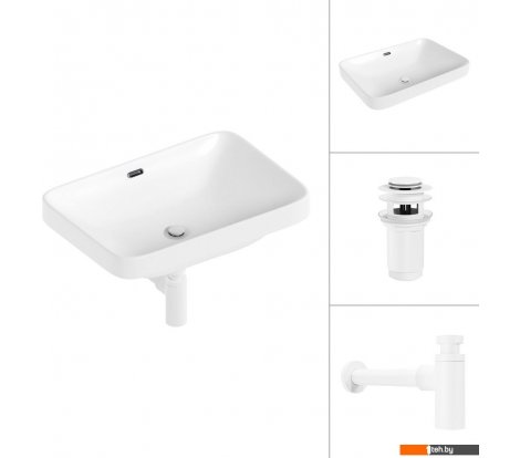  - Умывальники Lauter 21441B + клапан 21190W + сифон 21635W (белый матовый) - 21441B + клапан 21190W + сифон 21635W (белый матовый)