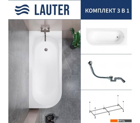  - Ванны Lauter Monaco 170x72.5 2113170R (с каркасом и сифоном 21Y11021 матовый черный) - Monaco 170x72.5 2113170R (с каркасом и сифоном 21Y11021 матовый черный)