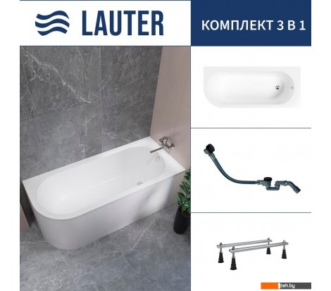  - Ванны Lauter Monaco 170x72.5 2113170R (с ножками и сифоном 21Y32001 матовый черный) - Monaco 170x72.5 2113170R (с ножками и сифоном 21Y32001 матовый черный)