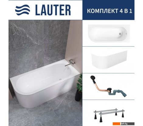  - Ванны Lauter Monaco 170x72.5 2113170R (с ножками, лицевым экраном и сифоном 21Y11021 матовый черный) - Monaco 170x72.5 2113170R (с ножками, лицевым экраном и сифоном 21Y11021 матовый черный)