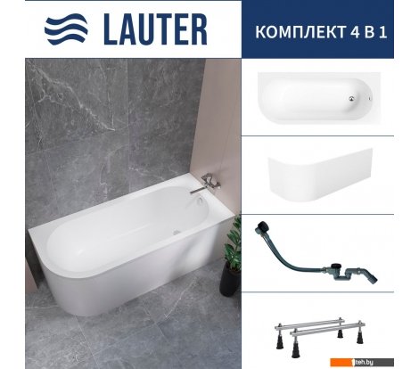  - Ванны Lauter Monaco 170x72.5 2113170R (с ножками, лицевым экраном и сифоном 21Y32001 матовый черный) - Monaco 170x72.5 2113170R (с ножками, лицевым экраном и сифоном 21Y32001 матовый черный)