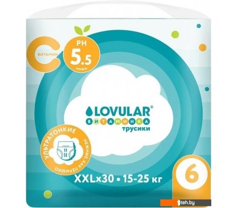  - Детские подгузники Lovular Витаминка XXL 15-25 кг (30 шт) - Витаминка XXL 15-25 кг (30 шт)