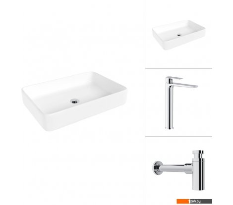  - Умывальники Lauter 21842 + Reef 21CK8678C с сифоном 21635CH (хром) - 21842 + Reef 21CK8678C с сифоном 21635CH (хром)