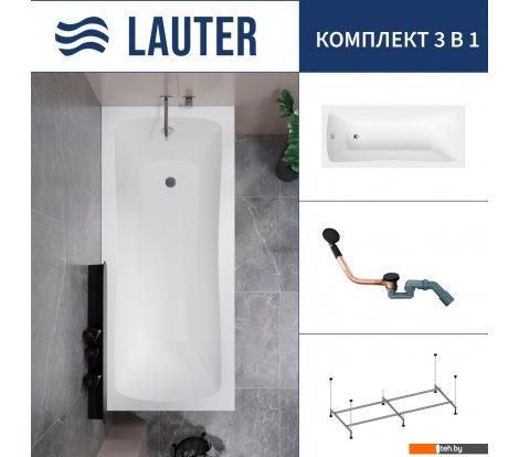  - Ванны Lauter Bianca 140 21207140 (с каркасом и сифоном 21Y11021 матовый черный) - Bianca 140 21207140 (с каркасом и сифоном 21Y11021 матовый черный)