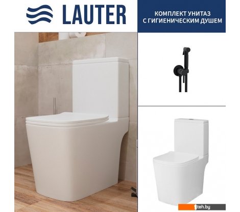  - Унитазы Lauter W09 P-TRAP 21900001 + гигиенический душ Jet 21TZ232BM (горизонтальный выпуск) - W09 P-TRAP 21900001 + гигиенический душ Jet 21TZ232BM (горизонтальный выпуск)