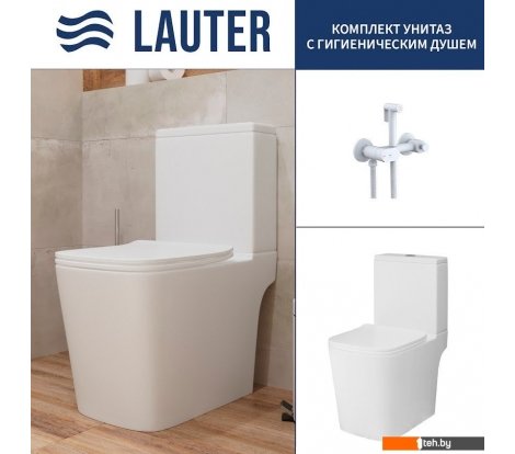  - Унитазы Lauter W09 P-TRAP 21900001 + гигиенический душ Sano 21LT1293MW (горизонтальный выпуск) - W09 P-TRAP 21900001 + гигиенический душ Sano 21LT1293MW (горизонтальный выпуск)