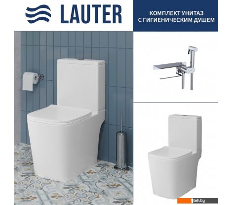  - Унитазы Lauter W09 S-TRAP 21900004 + гигиенический душ AquaTech 21LT0101CH (вертикальный выпуск) - W09 S-TRAP 21900004 + гигиенический душ AquaTech 21LT0101CH (вертикальный выпуск)