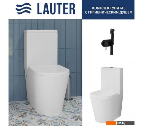  - Унитазы Lauter W76 P-TRAP 21122761 + гигиенический душ Mist 21TZ222MB (горизонтальный выпуск) - W76 P-TRAP 21122761 + гигиенический душ Mist 21TZ222MB (горизонтальный выпуск)