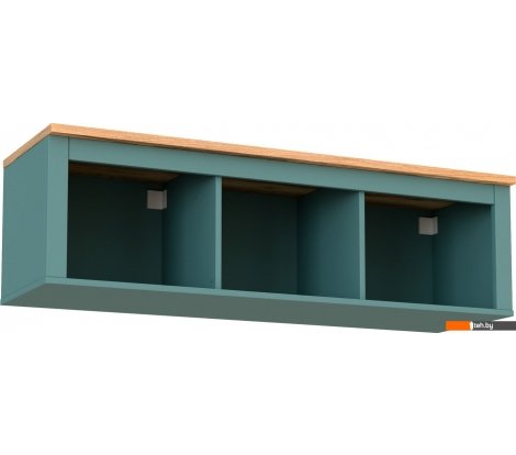  - Полки, стеллажи, системы хранения Mio Tesoro Сага навесная 3 секции (темно-бирюзовый/ясень) - Сага навесная 3 секции (темно-бирюзовый/ясень)