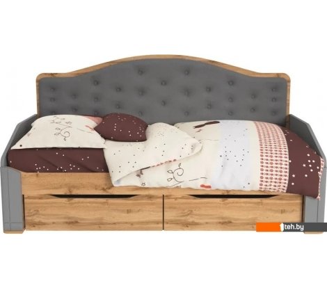  - Кровати Modula Карпин INV01KM-2S-2056/987/1116(06) (серый/дуб натюрель/серый ткань) - Карпин INV01KM-2S-2056/987/1116(06) (серый/дуб натюрель/серый ткань)