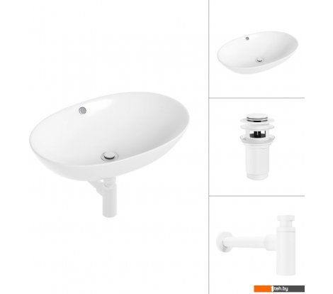 - Умывальники Lauter 21709 + клапан 21190W + сифон 21635W (белый матовый) - 21709 + клапан 21190W + сифон 21635W (белый матовый)