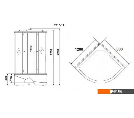  - Душевые кабины Niagara NG-2310-14L 120x80x215 (матовое стекло, левая) - NG-2310-14L 120x80x215 (матовое стекло, левая)