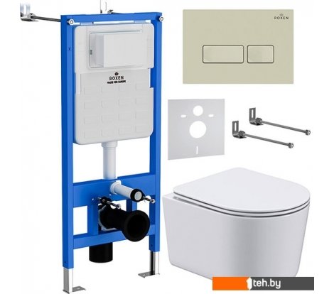  - Унитазы Roxen Simple Compact в комплекте с инсталляцией StounFix Dual Fresh 6 в 1 966686 (кнопка: бежевый) - Simple Compact в комплекте с инсталляцией StounFix Dual Fresh 6 в 1 966686 (кнопка: бежевый)