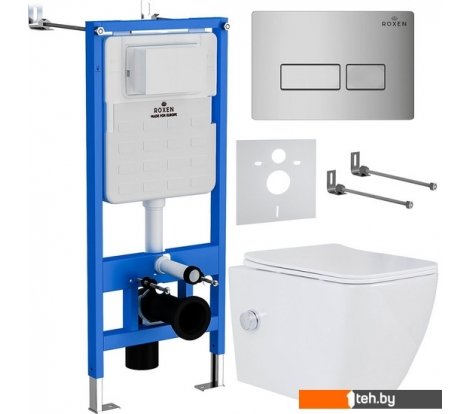  - Унитазы Roxen Cube Bidet One Rimless 6 в 1 StounFix Dual Fresh 596716 (кнопка: хром) - Cube Bidet One Rimless 6 в 1 StounFix Dual Fresh 596716 (кнопка: хром)