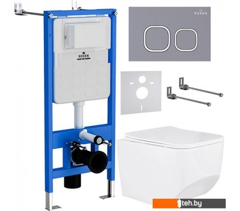  - Унитазы Roxen Boro в комплекте с инсталляцией StounFix Dual Fresh 6 в 1 966418 (кнопка: серый бетон) - Boro в комплекте с инсталляцией StounFix Dual Fresh 6 в 1 966418 (кнопка: серый бетон)