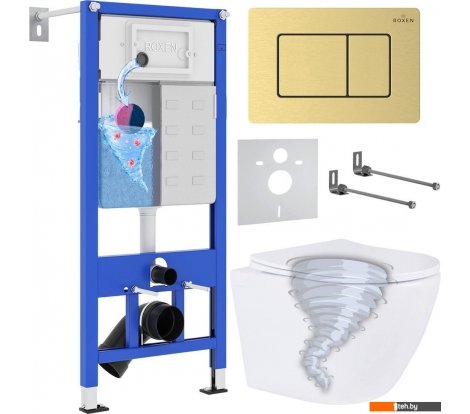  - Унитазы Roxen Antares Tornado в комплекте с инсталляцией StounFix Dual Fresh 6 в 1 968463 (кнопка: брашированное золото) - Antares Tornado в комплекте с инсталляцией StounFix Dual Fresh 6 в 1 968463 (кнопка: брашированное золото)