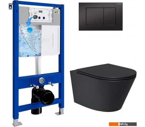  - Унитазы Lauter Longer 2110822B + 21901002 (кнопка прямоугольная, черный/черный) - Longer 2110822B + 21901002 (кнопка прямоугольная, черный/черный)